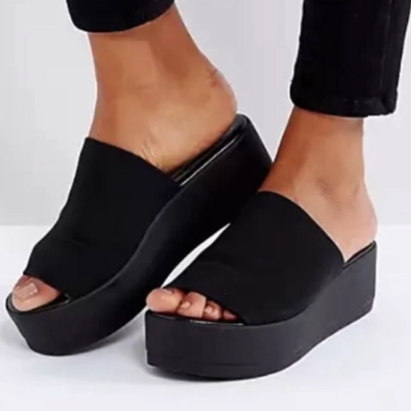 Steve Madden Shoes - Sam Edelman Retro Slides Black Platform Sandals Size 9